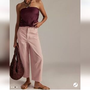 Free People We The Free Lay Down Chino Pink Pants Slight Barrel Leg
